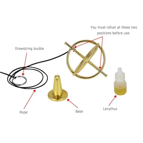 Anti-tyngdekraftsgyroskop i metall balanseleke (gylden) Ergonomisk utformet gyro, fingertuppdekompresjonsleke, lett fantasiskole