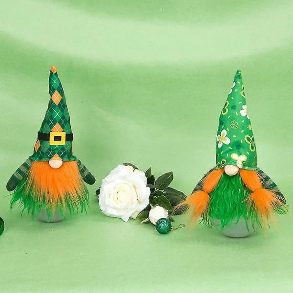 HA-St. Patrick's Day Gnome Plush Elf Decorations, Table Decoration, A Shelf