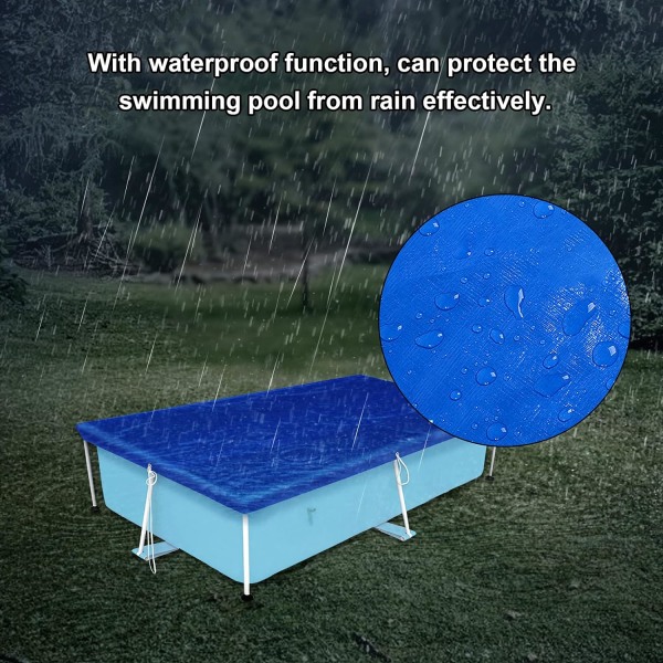 Svømmebassengdeksel, rammebassengdeksel med tau - rektangulært UV-bestandig polyetylen regntett støvdeksel (119'', 79'') …