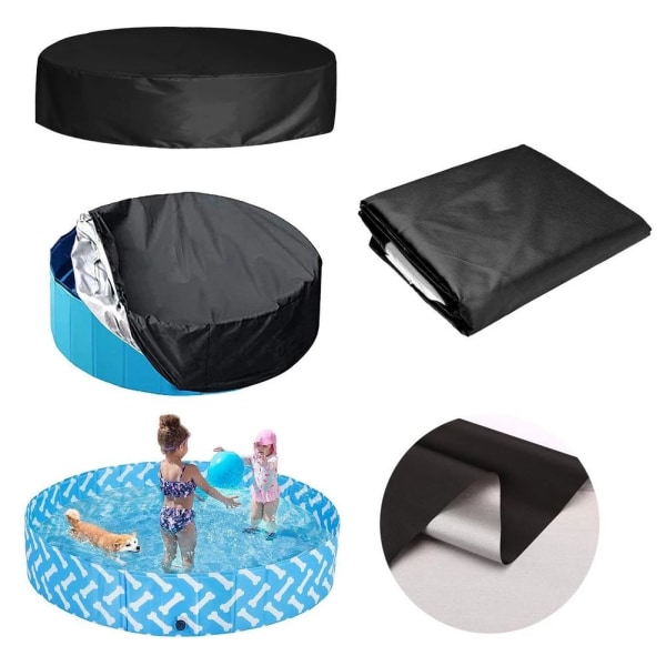 Universal Pet Pool Cover - Kompatibel med Runde Bærbare Pools - Foldbar Hundebad Pool Cover, Bærbar Rund Sammenfoldelig Pool Cover