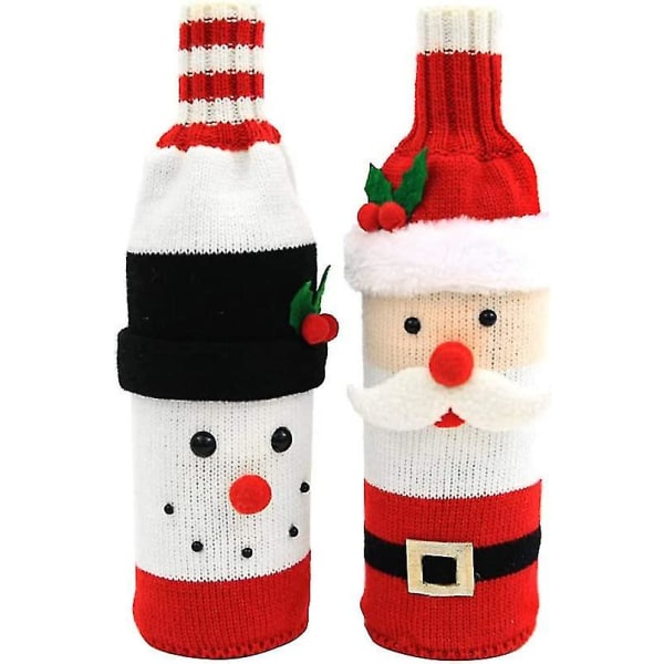Julevinflaskeovertræk Sweater Vinflaskeposer Santa Snowman Vinflaskeklud Julerødvinsgaveposer til hjemmemiddag Julefest Decoratio