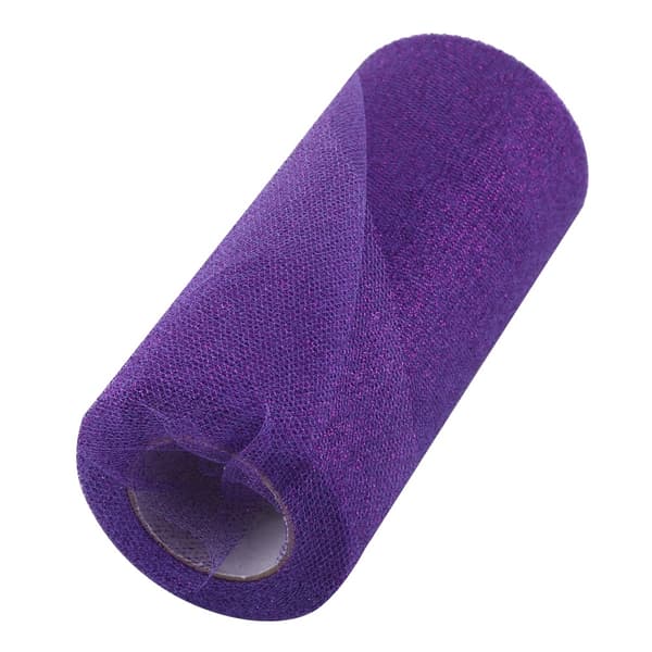25 meter glitter tyll rulle spole paljett festdekorasjon bryllupsdekorasjon (lilla)
