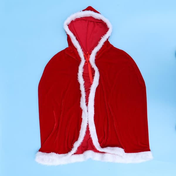 Rød julekappe med hætte kappe cosplay kostume til fest jul