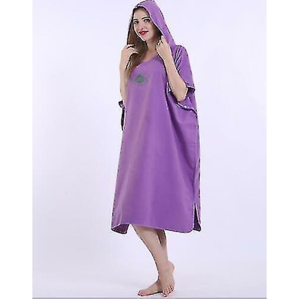 Unisex Rantapyyhe Vaihtotakki Kylpytakki Huppu Nopea Kuiva Poncho Kylpytakki Aikuinen Violetti purple