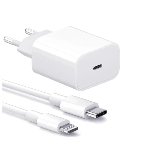 2-pak - Passer til iPhone Oplader Adapter + Kabel 20W USB-C Hurtigoplader