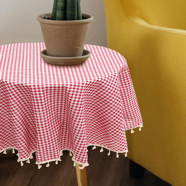 Dekorativ Rutete Duk Rosa Bomull-Polyester Blandet Stoff Elegant Chic Design