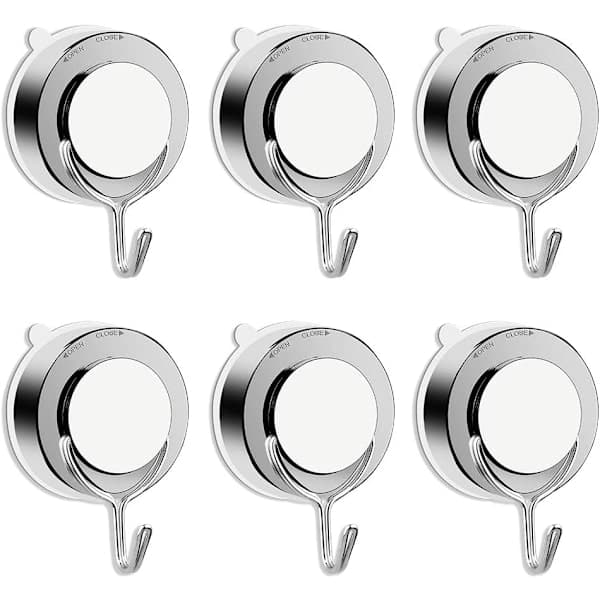 Suction Cup Hook for Bathroom Toilet Kitchen Towel Hook Powerful Shower Hook Stainless Steel Bathrobe (6-pack)