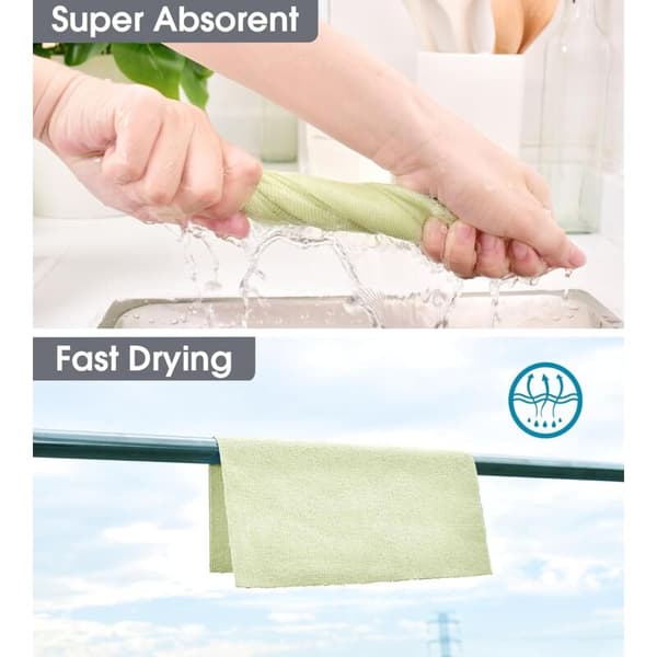 Microfiber Cleaning Cloth Roll, Reusable, Lint-Free, Washable, 20 Sheets for Kitchen