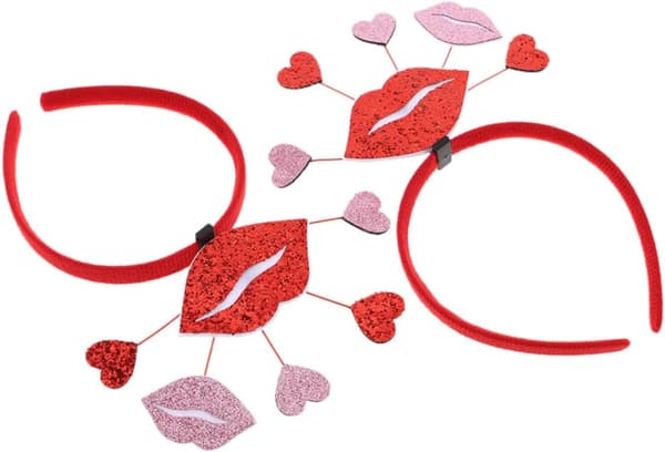 2 stk romantiske hjerteformede hårbånd til Valentinsdag Glitter Hjerte Hårbånd Dame Fest Bryllup Tilbehør