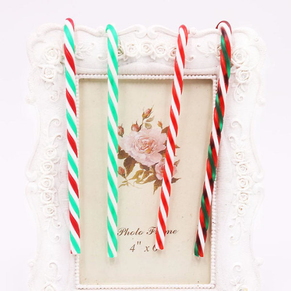 50 stk Juleplaststokk Juletrehengende ornamenter Julefest Dekorasjonsgave Juledesigngaver Rød og hvit