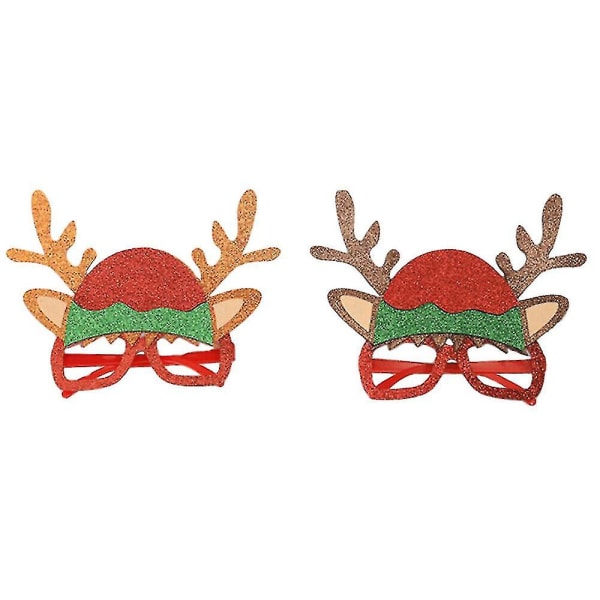 Glasses Santa Sunglasses Christmas Eyeglasses Christmas Antler Glassorange+brown2pcs