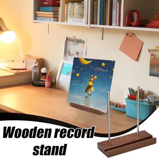 Platestativ – Vinylholder – Utstillingsstativ – Solid og robust design – Dekorativ og funksjonell aksent – For platespillertilbehør – Samlere