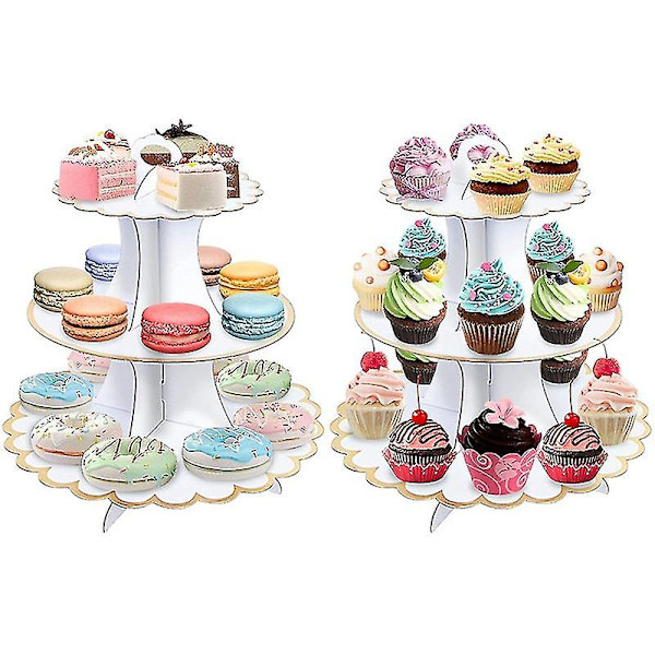 3-lags Serveringsbakke Cupcakeholdere Kompatibel Med Bryllup Fødselsdagsfest 2 stk