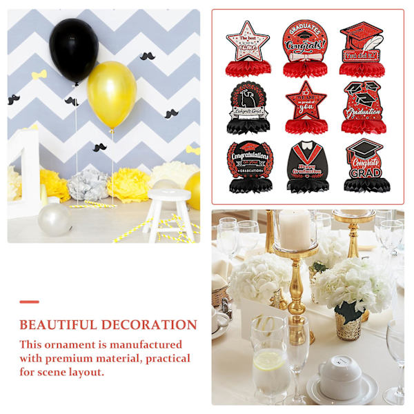 9 stk Røde Pompoms Klasse 2022 Pom Pom Graduation Dekorasjoner Graduation Bord Senterstykke Graduation Red M