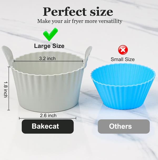 Ramekiner til Airfryer, Æggeforme til Airfryer, Store Muffinforme til Airfryer (12-pak), Grå