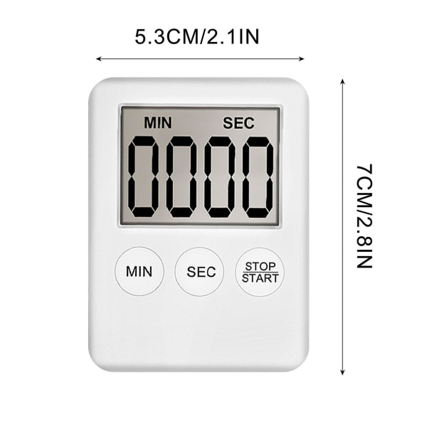 Kjøkken Timer Digital Magnetisk Matlaging Baking LCD Nedtelling Opp Høy Alarm Nedtelling Alarm Magnet Klokka White