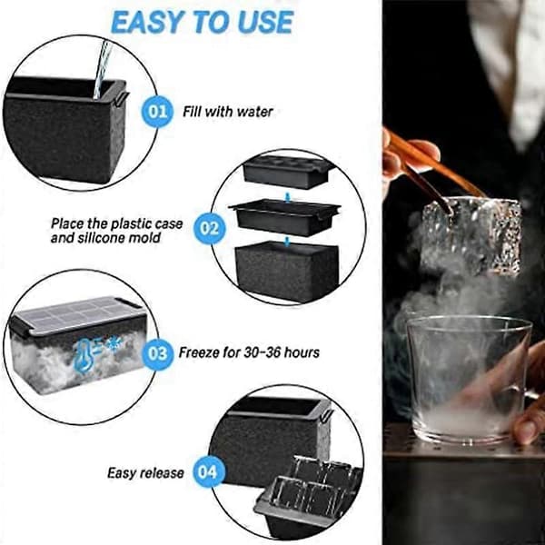 Clear Ice Maker, Clear Ice Square Tray Creates 8 Large Square Ice Cubes, Ice Cube Maker for Cocktails-FM-