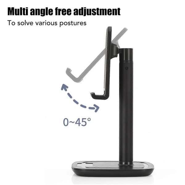 Black Aluminum Alloy Desktop Mobile Phone Stand Foldable Telescopic Desktop Mobile Phone Holder [DB]