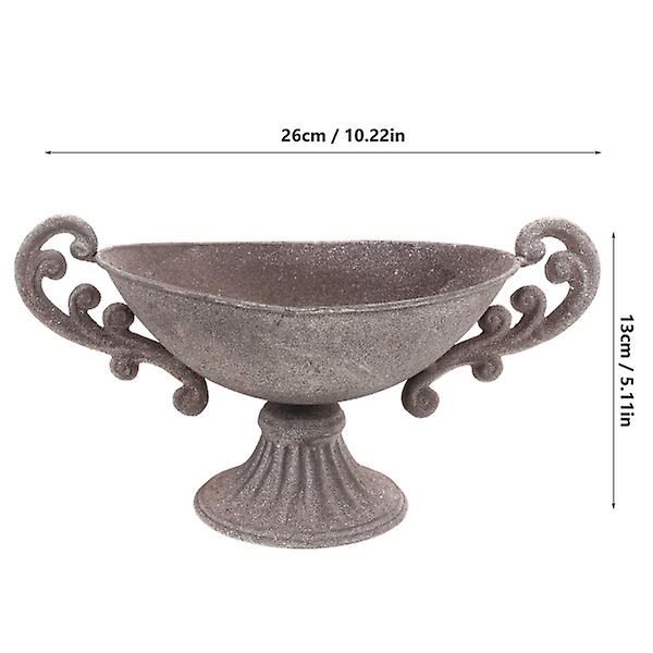 Metal Vintage -istutusruukku Sisä- ja Ulkokäyttöön Kukkakimppujen Järjestelyyn Kaksoiskorvakukkien Ruukku Harmaa 26x13x15.5c Grey 26x13x15.5cm
