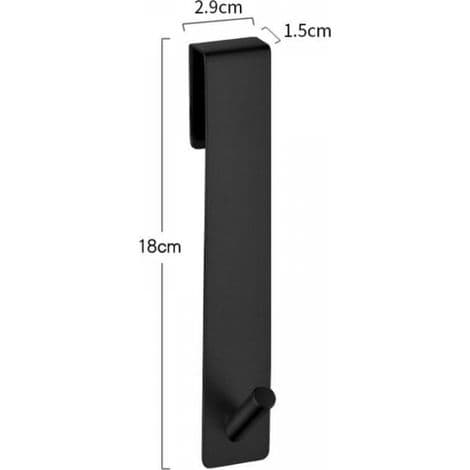 Forlængede dørkroge (18 cm) til rammeløse glasbrusedøre, håndklædekroge, sæt med 3, sort