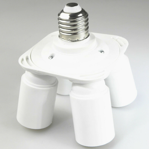 E27 til 4 E27, enkelpunkts firebasiskonverteringslampeholder, E27 baseadapter