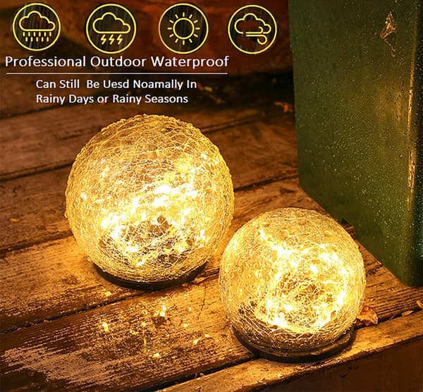 1 pakke LED julekrakelerede kugle solcellelamper 1 stk 1pc