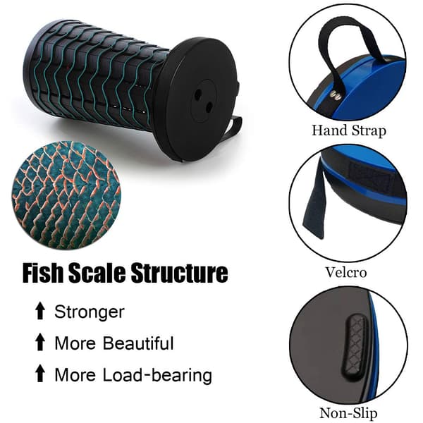 Portable Folding Stool, Second Generation Mini Telescopic Stool Lightweight Camping Stool for Camping Fishing BBQ Indoor Kitchen, Load 397 lb (Black)