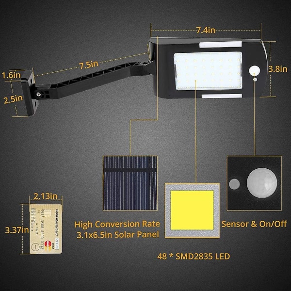 Solcellsdrivna Utomhuslampor, 48 LED-lampa, Trådlös Vattentät Solcellslampa