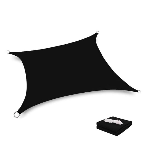 Sun Shade Seil 2x3m Camouflage Shade Seil UV-strålebeskyttelse Værbestandig vanntett stoff for hageparker plener, svart