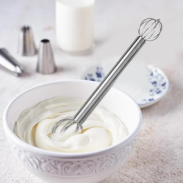 Piskeris i rustfrit stål, dobbeltendet rustfrit stål til dej, ergonomisk køkkenredskab