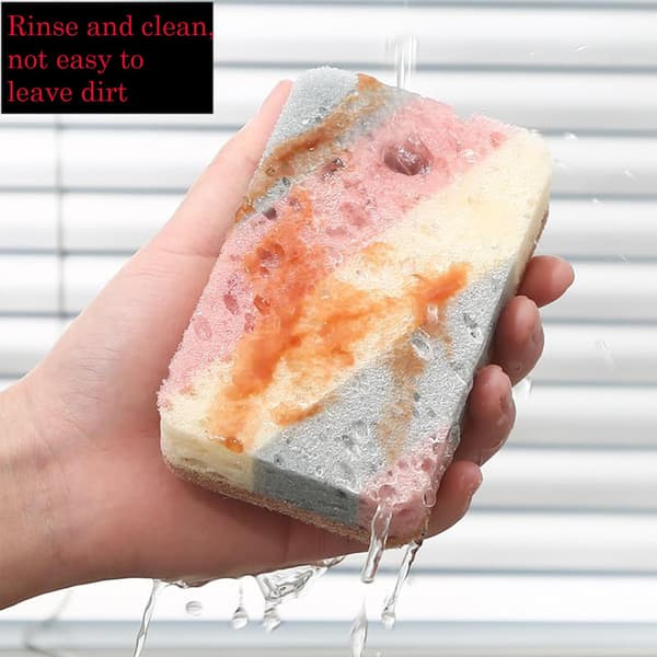 Double-sided multifunctional kitchen sponge ideal for dishwashing and stain removal, absorbent, durable coconut fiber side and soft sponge side 5
