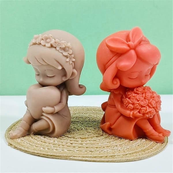 2 ST 3D Rose Hjerteformet Jente Lys Silikonform DIY Rose Jente Håndlaget Duftlys Gips Res