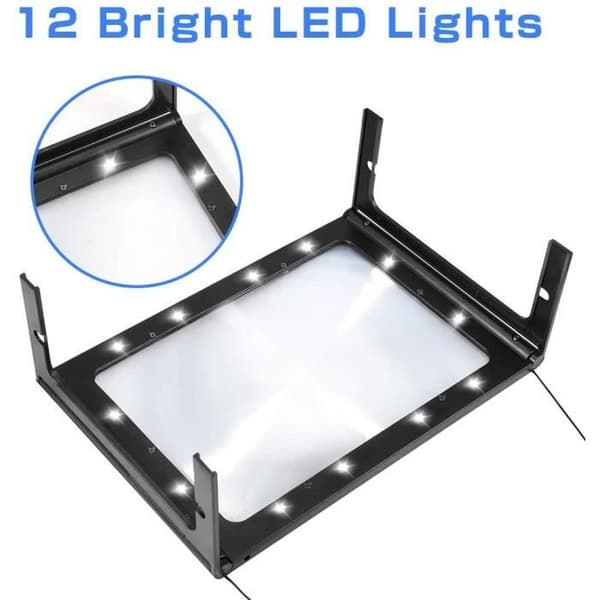 Reading Magnifier for Seniors - Illuminated Desk Magnifying Lamp - 2.5X Rectangular Magnification