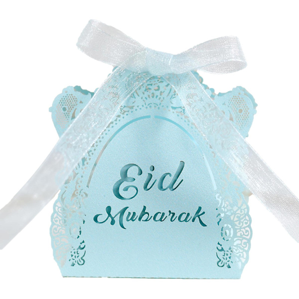 Blå 50-pack Godisask Rose Lace Bröllop Fest Favorit Choklad Presentask