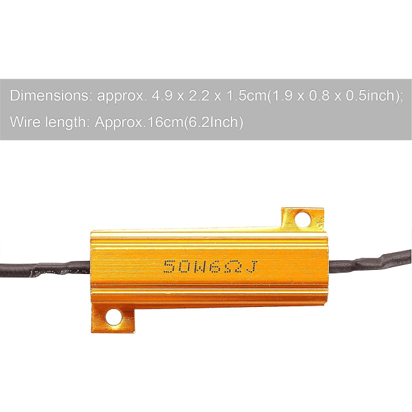 4 st 50W 6ohm LED-lastmotstånd LED-blinkresistor Blinkreläadapter Blinkfix Fel för LED-blinkljus LED-registreringsnummerljus DRL