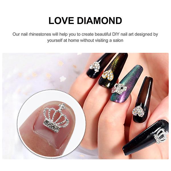 30 st Elegant Crown Rhinestones Nagelkonst Design Rhinestones Legering Charms Silver 1x1cm