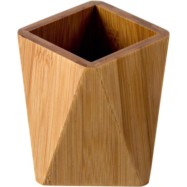 Pennhållare i bambuträ, skrivbordsställ, geometrisk pennkopp