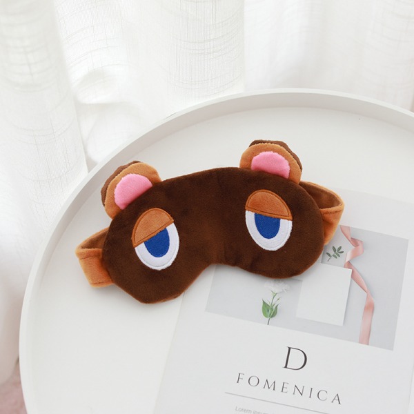 Novelty Tom Nook Eye Mask for Sleeping, Raccoon Blindfold Sleep Mask, Super Soft Smooth Plush (Brown Bear)