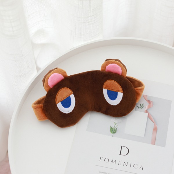 Novelty Tom Nook Eye Mask for Sleeping, Raccoon Blindfold Sleep Mask, Super Soft Smooth Plysh (brun bjørn)