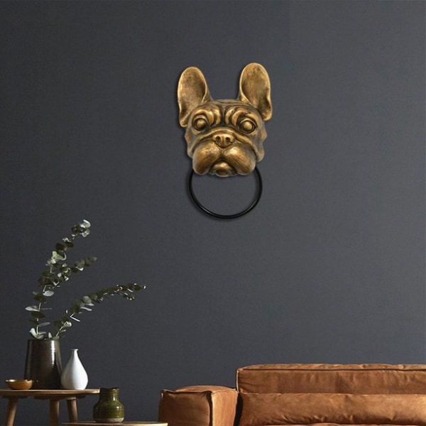 vegghengende skulptur Vintage Style Dog Head Door Knocker Door Vegghengende vegghengende skulptur