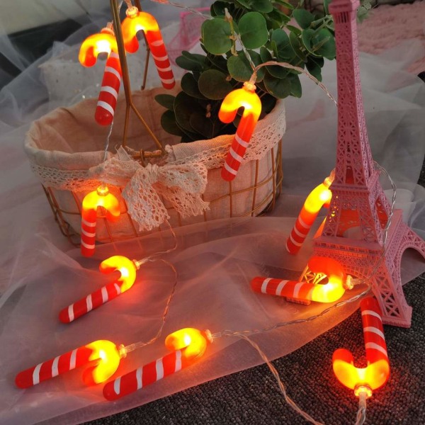 Julepinnelys, dekorative lys til julepynt, med 10 LED-batterier for bad, soverom, bursdag