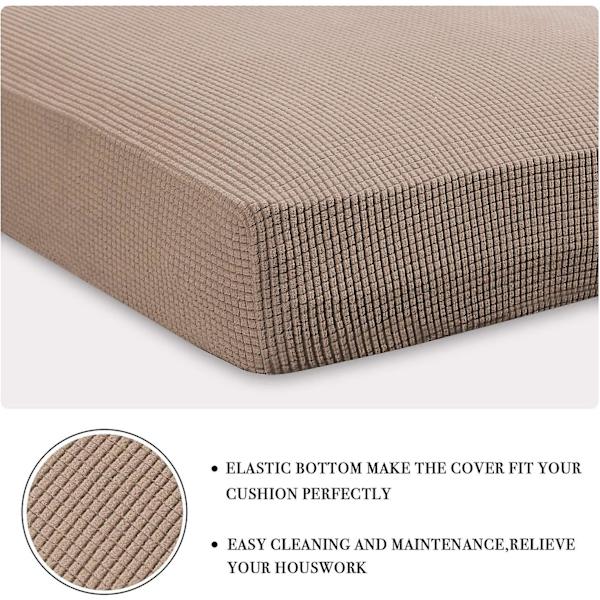 Stretch Putetrekk For Sofa - Møbelbeskytter Med Elastisk Kant - Liten Rutete Elastan Jacquard Stoff (2 Loveseat Putetrekk, Sand)
