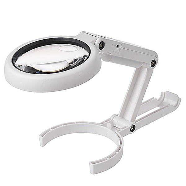 Todelt 5X/11X sammenleggbar forstørrelsesglass bordlampe for lesing, hobbyer, smykker, håndverk eller arbeidsbenk, med 8 LED-lys