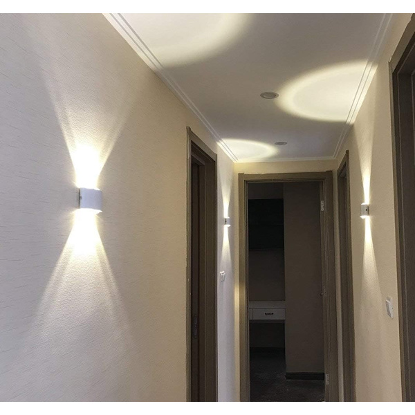 Vägglampa för inomhus, 8W Hallvägglampa, Upp och Ner Matt Vit Vägglampa för Vardagsrum, Teaterrum, Badrum