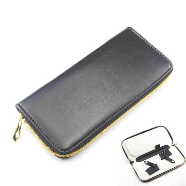 Saxväska för Salong, Svart Läder Blixtlås Saxväska - Salongsverktyg Holster Väska för Frisör Barberare Frisörer (Rymmer 4 Saxar)