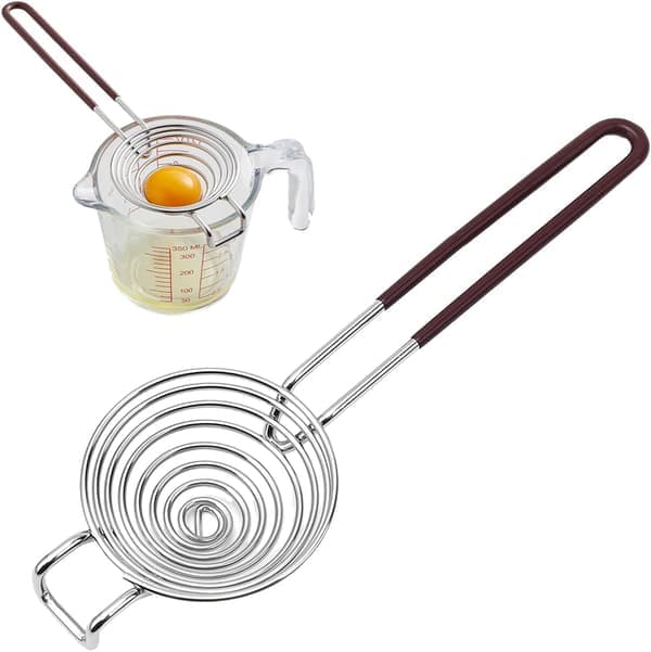 Stainless Steel Egg Separator, Extended Handle, Efficient Tool for Separating Egg Whites and Yolks