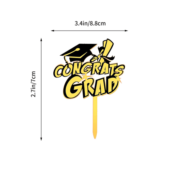 10 stk. Graduation Party Cupcake Kage Dessert Toppers Akryl Kage Toppers Sort 8,8x7x0,1cm