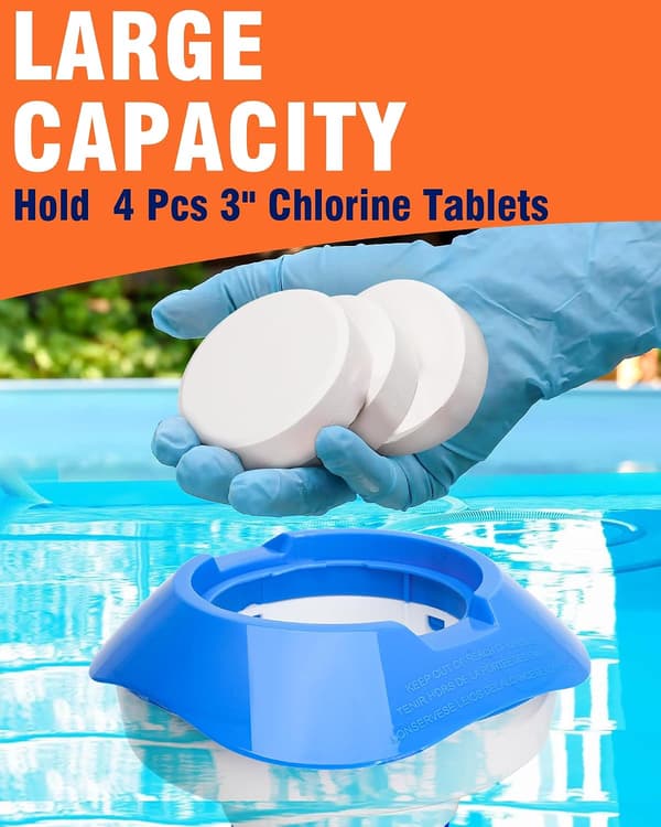 Large Floating Chlorine Dispenser, with Adjustable Release for Indoor and Outdoor Pools
