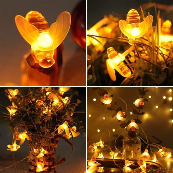 Solar Powered Garden Lighting Bee String Lights 7 m 50 LED Warm White Lights Waterproof