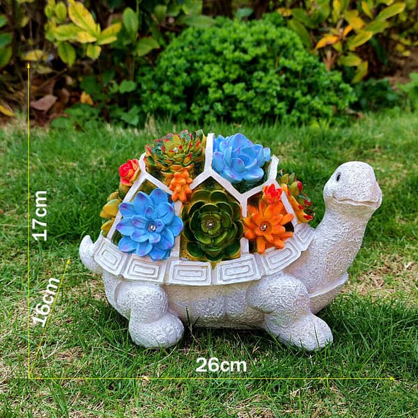 Decorative Outdoor Ornaments Turtle Garden Statues with 7 LED Lights